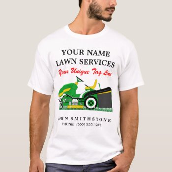 Lawn Mower | Landscaping | Groundskeeping Service T-shirt by hhbusiness at Zazzle