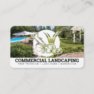 Lawn Mower Landscaping Logo   Backyard Business Card