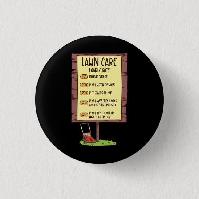 Lawn Mower - Lawn Care Hourly Rate Button (Front)