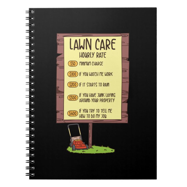 Lawn Mower - Lawn Care Hourly Rate Notebook (Front)