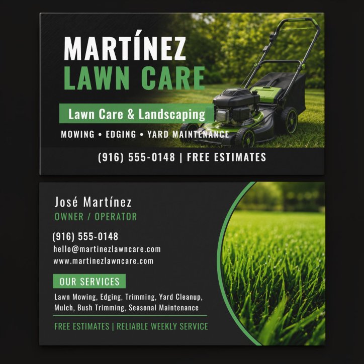 Lawn Mower Lawn Care Landscaping Grass Business Card