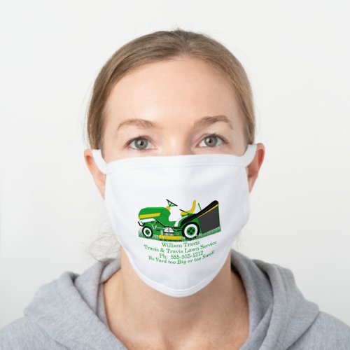 Lawn Mower Lawn  Landscaping Services Name White Cotton Face Mask