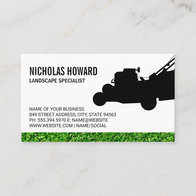 Lawn Mower Logo Business Card (Front)
