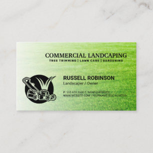 Lawn Mower Logo Cut Grass Landscape Business Card