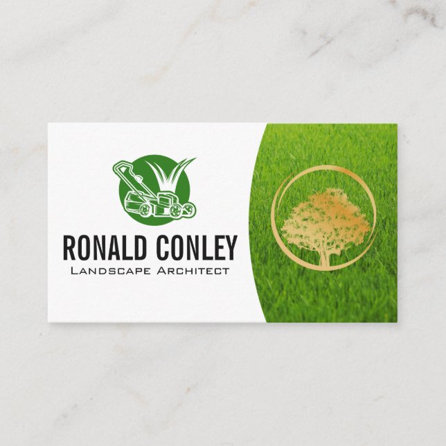 Lawn Mower Logo | Landscaping | Gardener Business Card (Front)