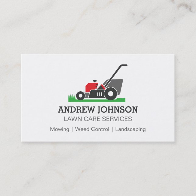 Lawn Mower Logo, Lawn Mowing Business Card (Front)