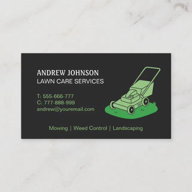 Lawn Mower Logo, Professional Lawn Mowing Business Card | Zazzle