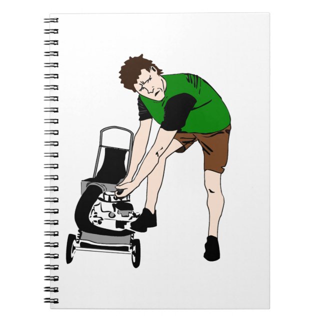 Lawn Mower Man Cartoon  Funny art Notebook (Front)