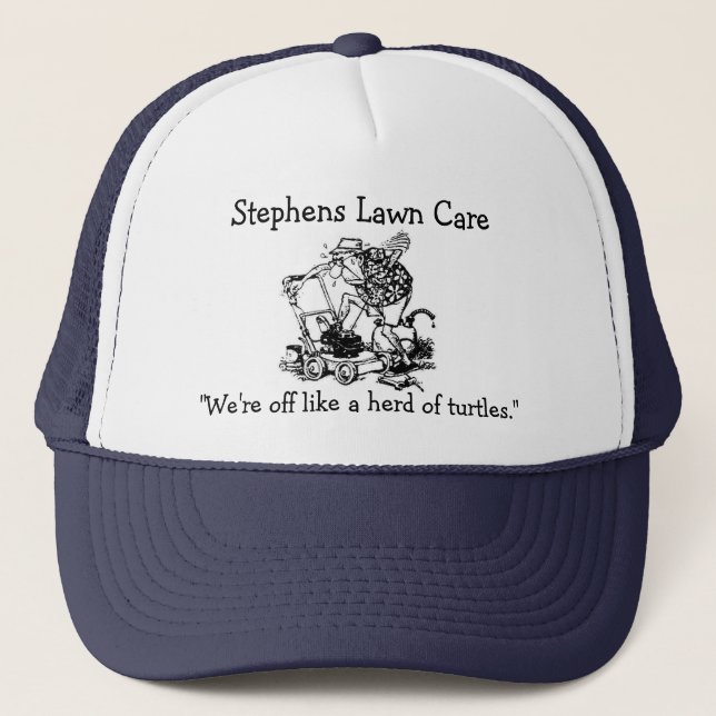 lawn mower man, Stephens Lawn Care... - Customized Trucker Hat (Front)