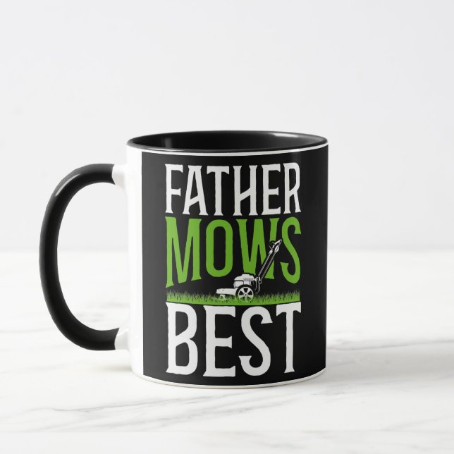 Lawn Mower Mowing Dad Father Landscaper Father Mug (Left)