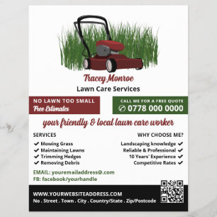 Lawn-Mower on Grass, Lawn Care Services Flyer