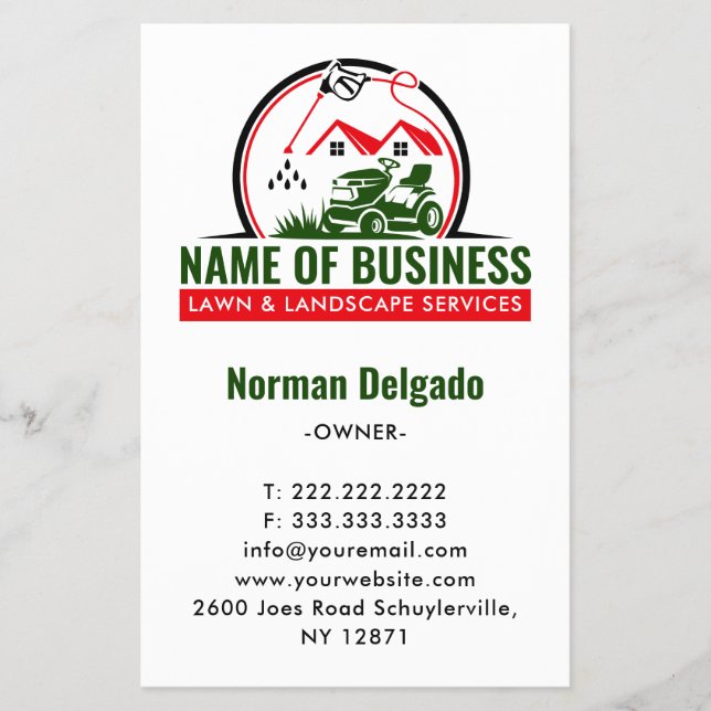 Lawn Mower Red Green Landscaping Services Flyer (Front)