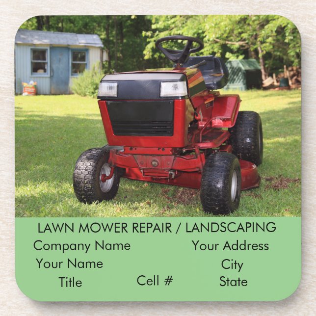 Lawn Mower Repair / Landscaping Beverage Coaster (Front)