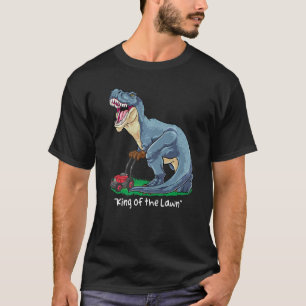 Lawn Mower Rex Mowing Dinosaur Gardener Tractor T-Shirt