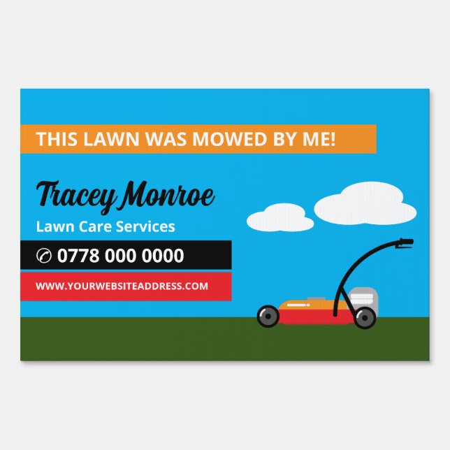 Lawn-Mower Scene, Lawn Care Services Advertising Sign (Front)