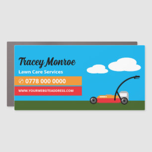 Lawn-Mower Scene, Lawn Care Services Car Magnet