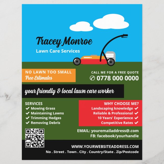 Lawn-Mower Scene, Lawn Care Services Flyer (Front)
