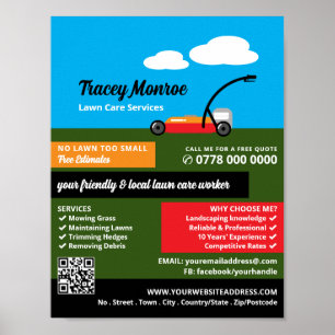 Lawn-Mower Scene, Lawn Care Services Poster