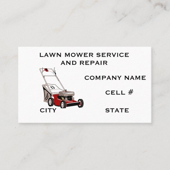 Lawn Mower Service And Repair Business Card (Front)