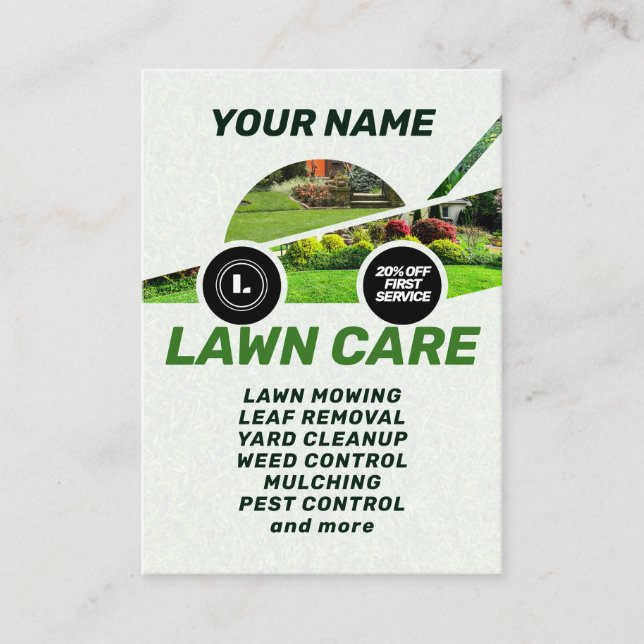 Lawn mower shape landscaping  business card (Front)