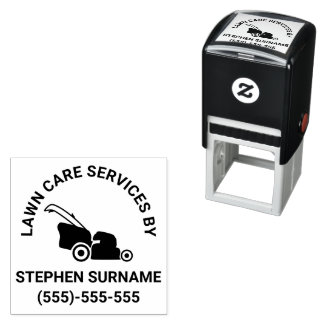 Lawn Mower Silhouette Landscaper Business Self-inking Stamp