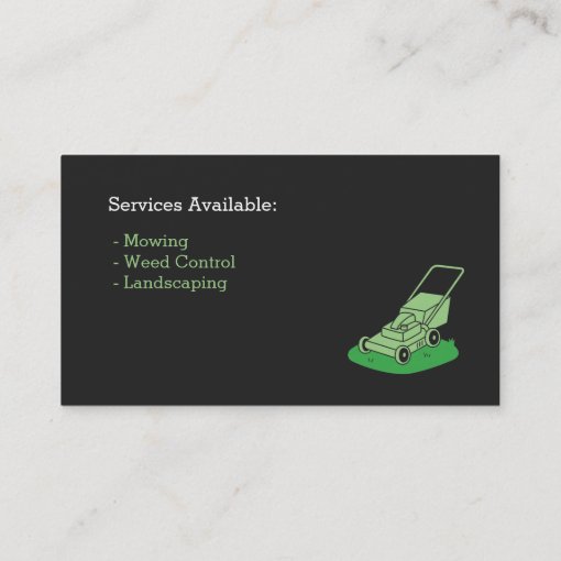 Lawn Mower Silhouette Logo Lawn Mowing Services Business Card | Zazzle