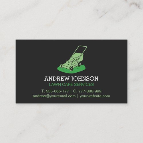 Lawn Mower Silhouette Logo Lawn Mowing Services Business Card