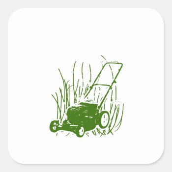 Lawn Mower Square Sticker by lildaveycross at Zazzle