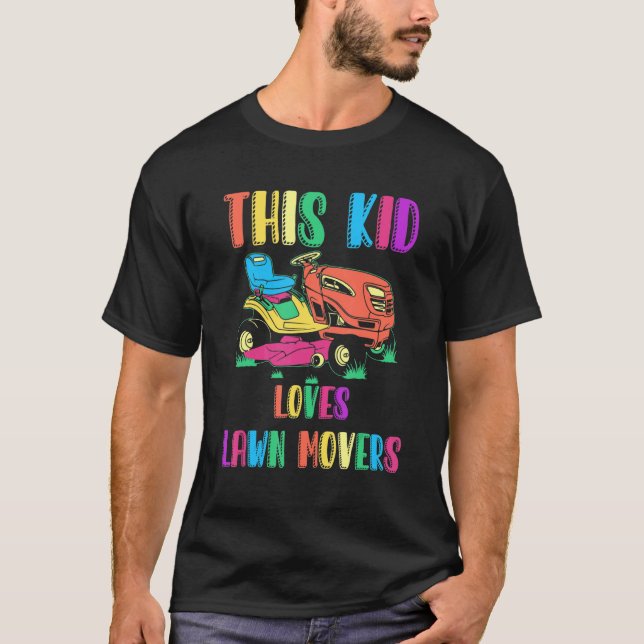 Lawn Mowing Boys Kids Lawn Mower Farm Gardening T-Shirt (Front)