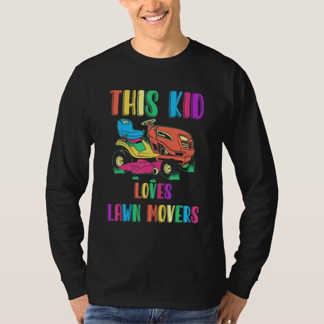 Lawn Mowing Boys Kids Lawn Mower Farm Gardening T-Shirt (Front)