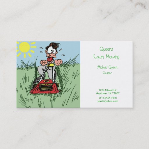 Customizable Lawn Mowing Business Card