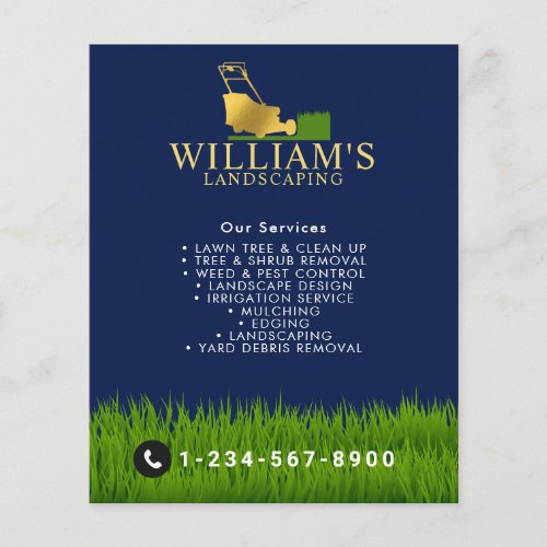 Lawn Mowing Cutting Services Care Blue Gold Logo Flyer