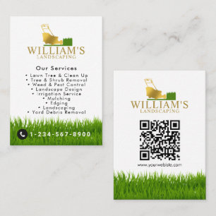 Lawn Mowing Cutting Services, Gold Lawn Care Logo Business Card
