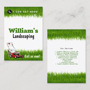 Lawn Mowing Cutting Services, Lawn Care  Business Card