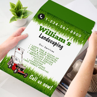 Lawn Mowing Cutting Services, Lawn Care Envelope Mailers