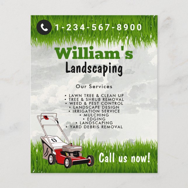 Lawn Mowing Cutting Services, Lawn Care Flyer (Front)