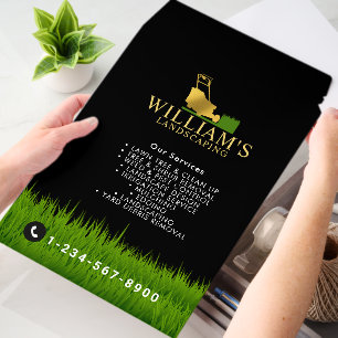 Lawn Mowing Cutting Services, Lawn Care Gold Logo Envelope Mailers