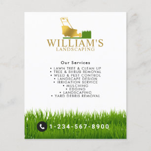 Lawn Mowing Cutting Services, Lawn Care Gold Logo Flyer