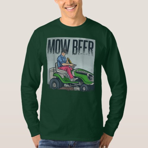Lawn Mowing Dad Mow Beer Funny Grass Machine  T_Shirt