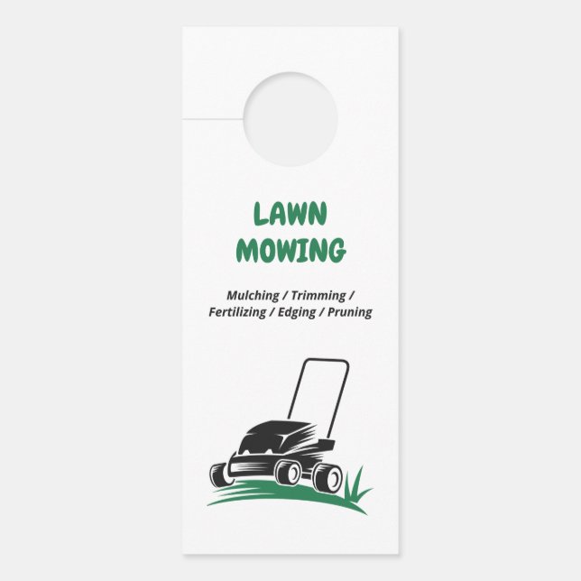 Lawn Mowing Door Hanger (Front)