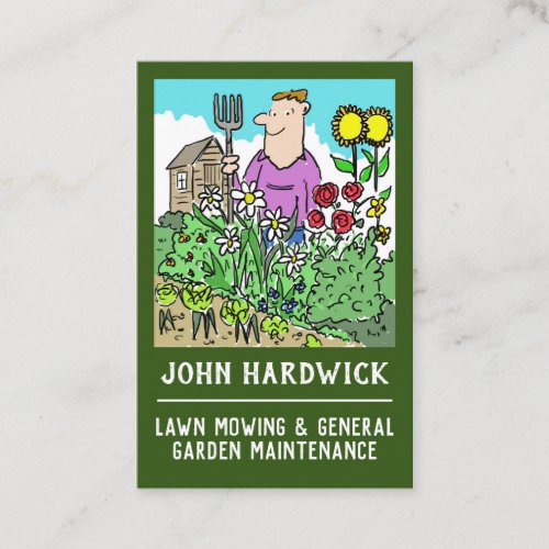 Lawn Mowing  Garden Maintenance Services Business Card