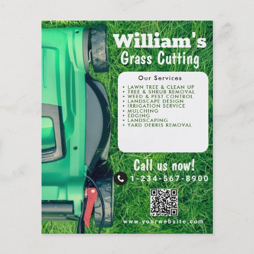 Lawn Mowing Grass Cutting Lawn Care QR Code Flyer