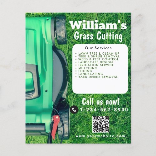 Lawn Mowing Grass Cutting Lawn Care QR Code Flyer