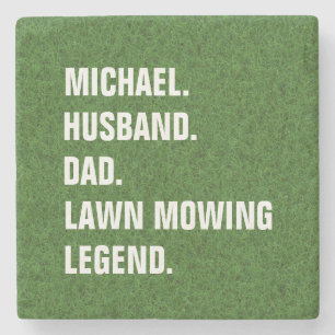 Lawn Mowing Grass Cutting Legend Fun Personalized Stone Coaster
