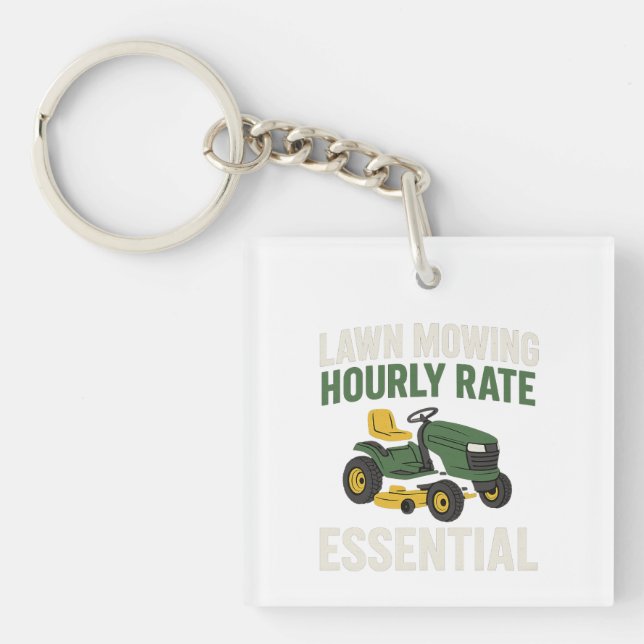 Lawn Mowing Hourly Rate Essential Keychain (Front)