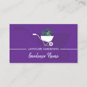 Lawn Mowing Landscape Gardening purple Business Card