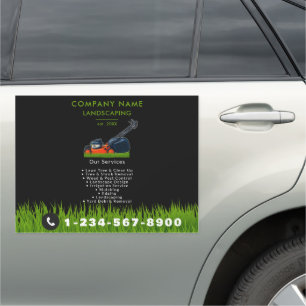 Lawn Mowing Landscaping Garden Lawn Care Black Car Magnet