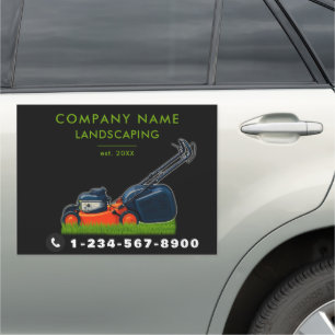 Lawn Mowing Landscaping Garden Lawn Care Black Car Magnet