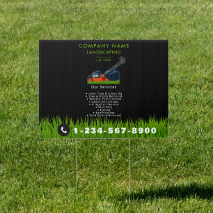Lawn Mowing Landscaping Garden Lawn Care Black Sign