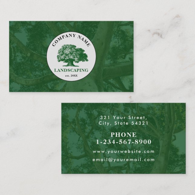 Lawn Mowing Landscaping Garden Lawn Care Tree Business Card (Front/Back)